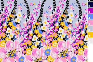 清新繁花面料印花素材图，适用于春夏服装印花设计