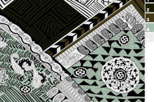 复古几何与佩斯利纹样结合的服装印花素材，适用于面料印花设计