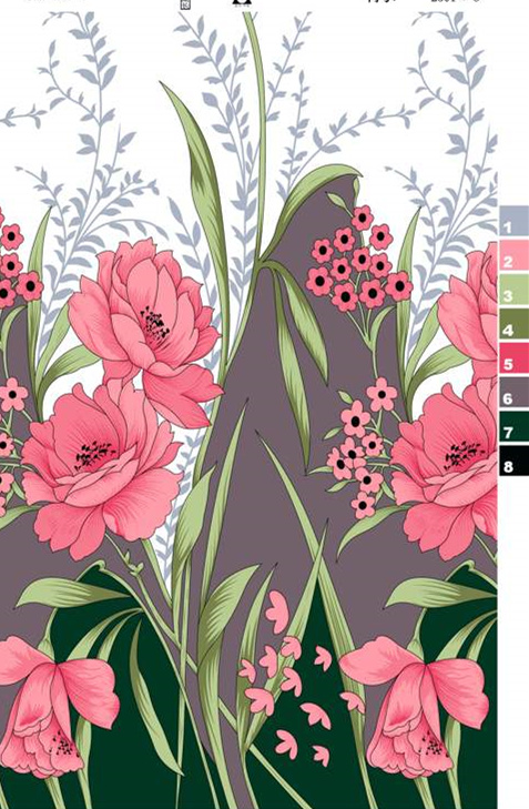 复古手绘风花卉面料印花素材,适用于春夏服装印花设计