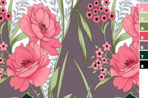 复古手绘风花卉面料印花素材，适用于春夏服装印花设计