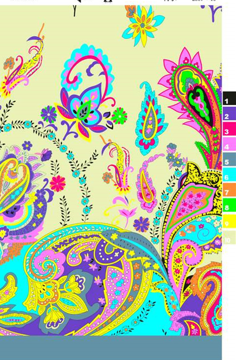 复古波西米亚风面料印花素材,适用于服装印花设计与数码印染