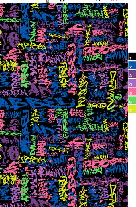 高饱和涂鸦风面料印花素材,适用于潮牌服装印花设计