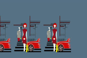 现代都市风面料印花素材图，适用于服装印花设计与时尚插画