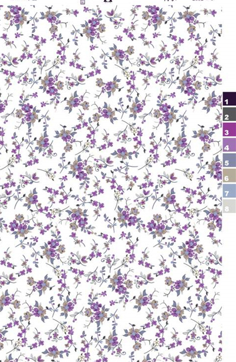 紫色小碎花面料印花素材,清新文艺风服装印花设计图