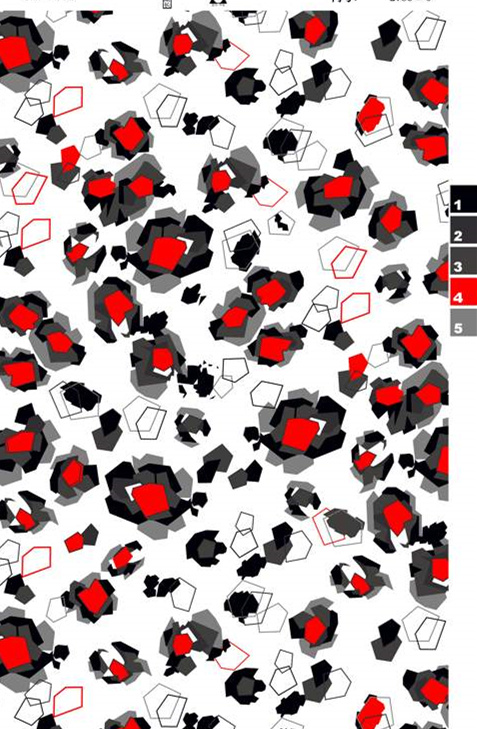 抽象几何红黑灰面料印花素材,适用于时尚服装印花设计