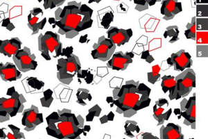 抽象几何红黑灰面料印花素材，适用于时尚服装印花设计