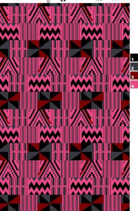 几何波浪与条纹拼接面料印花素材,适用于潮流服装印花设计