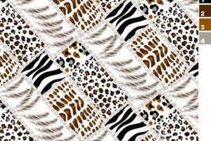 拼接式动物纹面料印花素材，适用于服装印花设计与时尚服饰开发