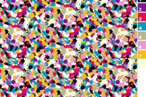 多彩抽象波点面料印花素材，适用于时尚服装印花设计