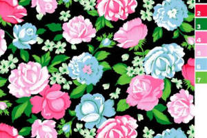 复古玫瑰花卉面料印花素材，适用于服装印花设计与数码印染