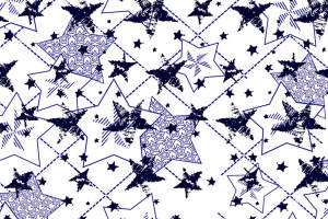 蓝白星形几何面料印花素材，适用于休闲服装印花设计