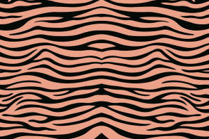 复古橘粉虎纹面料印花素材，适用于服装印花设计与数码印染