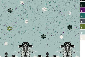 清新碎花与巴洛克边饰结合的服装印花素材，适用于春夏女装面料印花设计