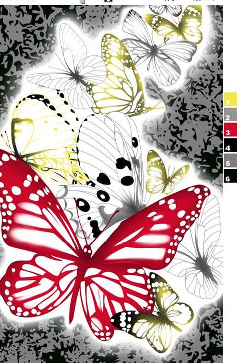 蝴蝶主题面料印花素材图,适用于服装印花设计与数码印染