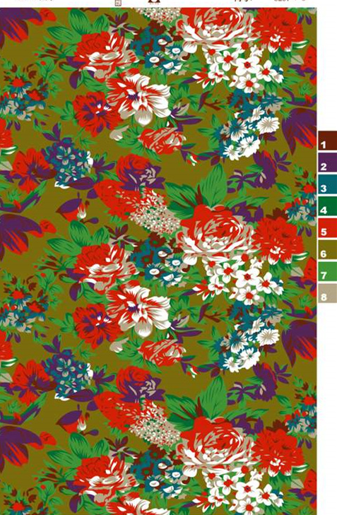 复古繁花面料印花素材图,适用于服装印花设计与数码印染