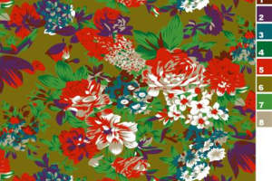 复古繁花面料印花素材图，适用于服装印花设计与数码印染