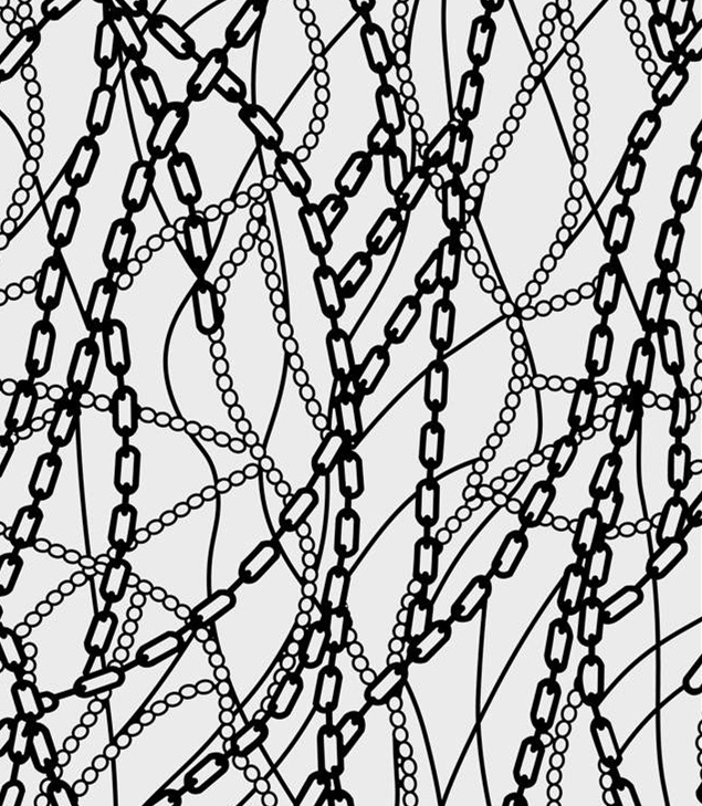 链条交织纹理面料印花素材,适用于潮牌服装印花设计