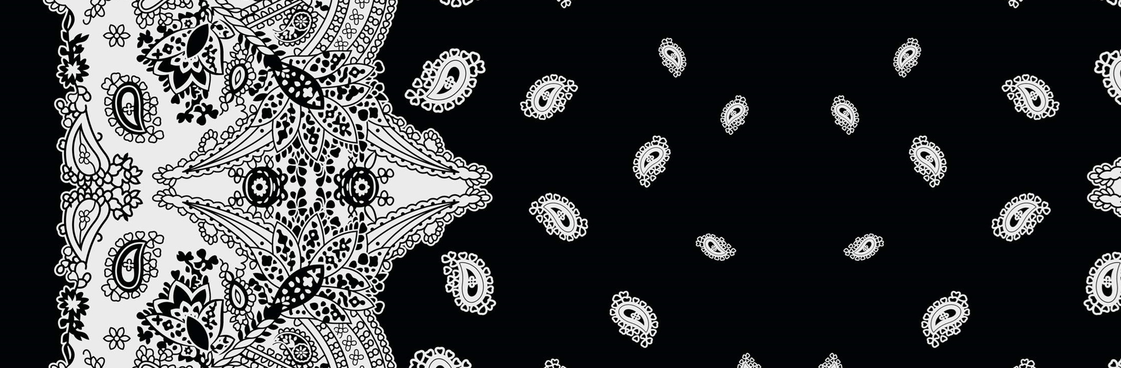 黑白佩斯利花纹面料印花素材,适用于服装印花设计与数码印制