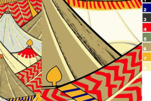 几何帐篷主题面料印花素材，适用于服装印花设计的原创插画图案