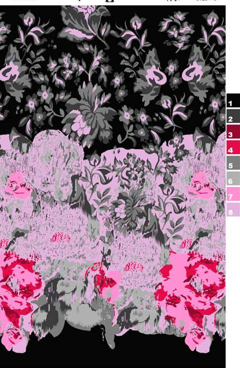 复古花卉面料印花素材图,适用于服装印花设计与数码印染