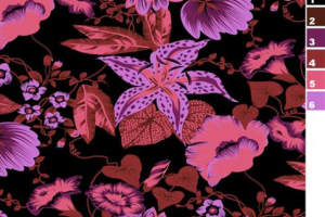 暗黑系紫粉花卉面料印花素材，适用于服装印花设计与数码印染