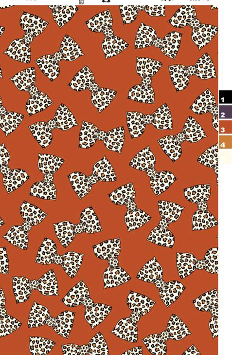 豹纹蝴蝶结面料印花素材,适用于时尚服装印花设计