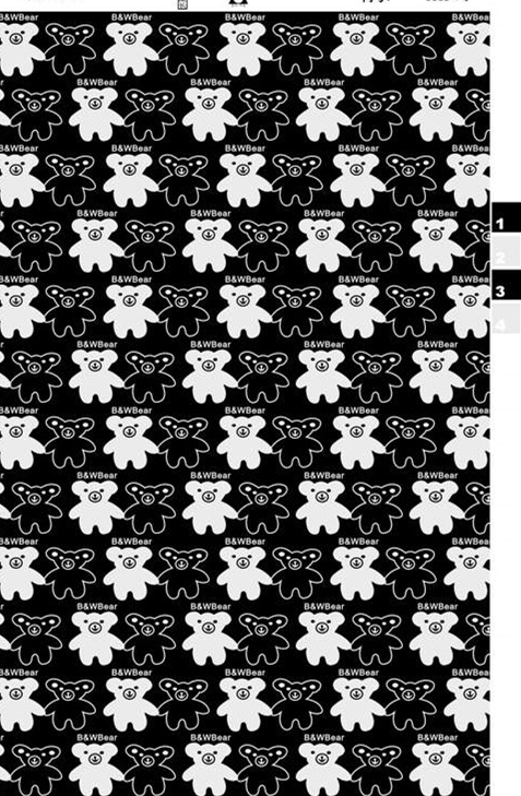 黑白小熊重复图案面料印花素材,适用于儿童服装印花设计
