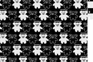 黑白小熊重复图案面料印花素材，适用于儿童服装印花设计