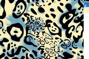 抽象笑脸豹纹面料印花素材，适用于时尚服装印花设计
