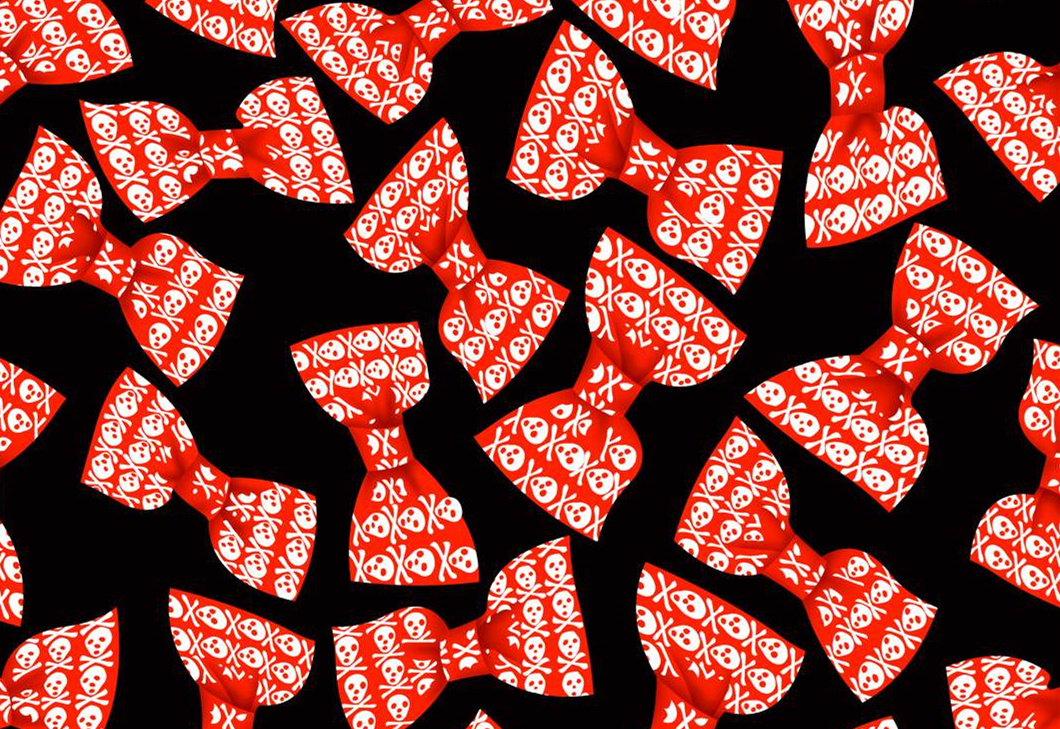 红黑骷髅交叉骨面料印花素材,适用于潮牌服装印花设计