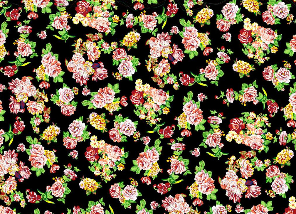 复古玫瑰花卉面料印花素材,适用于服装印花设计与数码印染