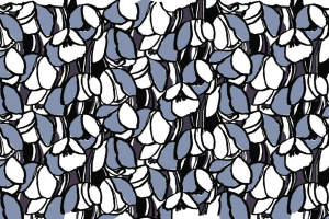 蓝白手绘风铃花面料印花素材，适用于春夏服装印花设计