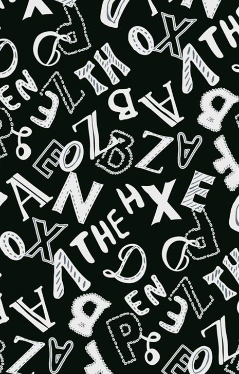 黑白字母涂鸦风面料印花素材,适用于潮牌服装印花设计