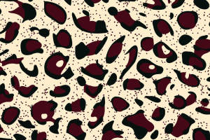 复古酒红豹纹面料印花素材，适用于服装印花设计与数码印染