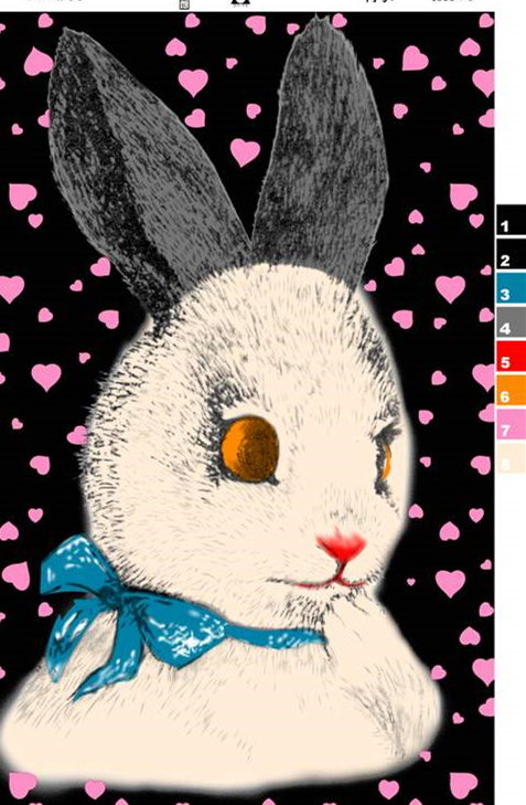 复古手绘风兔子面料印花素材,适用于儿童服装印花设计