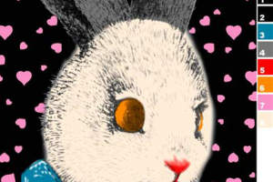 复古手绘风兔子面料印花素材，适用于儿童服装印花设计