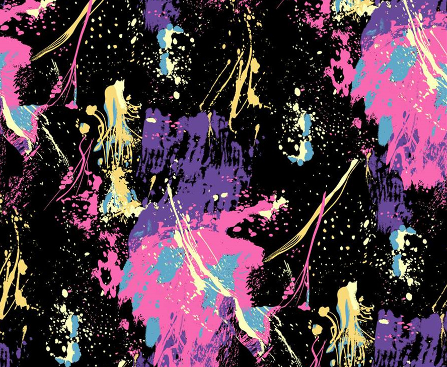 高对比撞色泼墨风面料印花素材,适用于潮牌服装印花设计