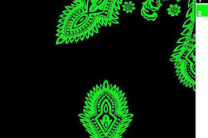 荧光绿民族风面料印花素材，适用于服装印花设计与数码印染