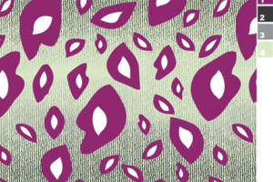 紫绿撞色抽象叶形面料印花素材，适用于时尚服装印花设计