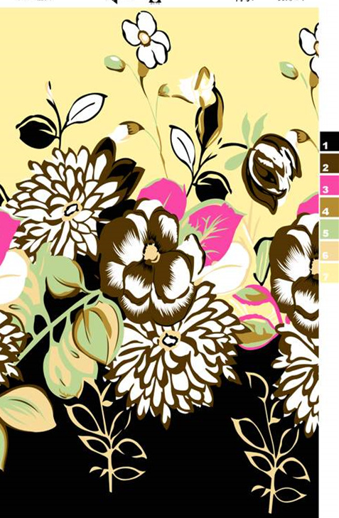 复古花卉面料印花素材图,适用于服装印花设计与数码印染