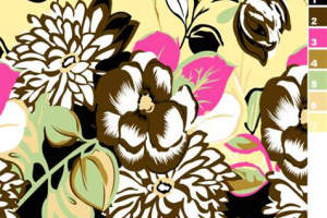 复古花卉面料印花素材图，适用于服装印花设计与数码印染