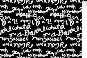 黑白手写体字母纹理面料印花素材，适用于潮流服装印花设计