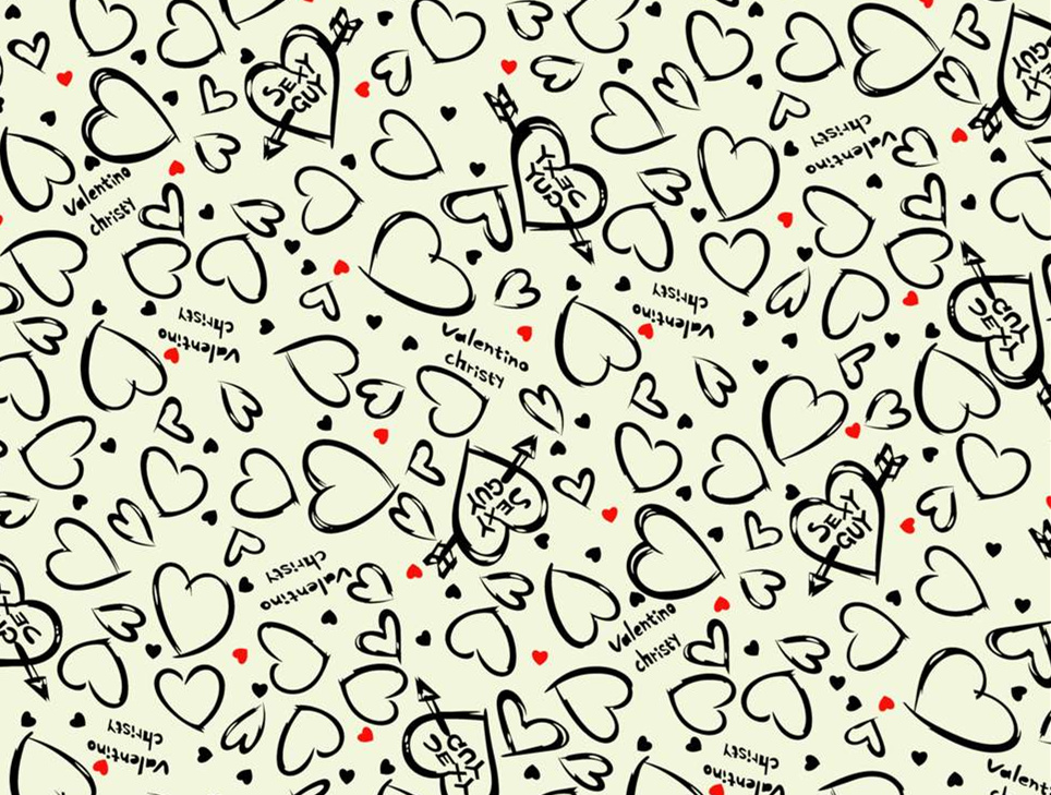 手绘爱心箭头风面料印花素材,适用于情侣装与潮牌服装印花设计