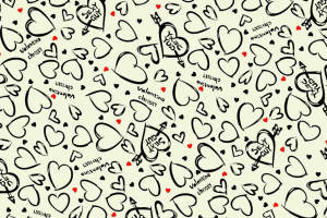 手绘爱心箭头风面料印花素材，适用于情侣装与潮牌服装印花设计