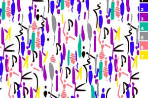 抽象人物线条风面料印花素材，适用于时尚服装印花设计