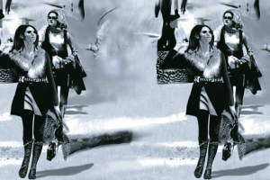 高对比度抽象人物风面料印花素材，适用于时尚服装印花设计