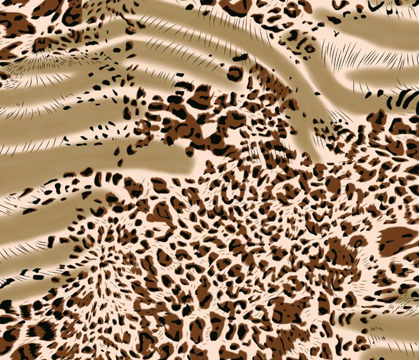 复古豹纹面料印花素材图,适用于服装印花设计与数码印染