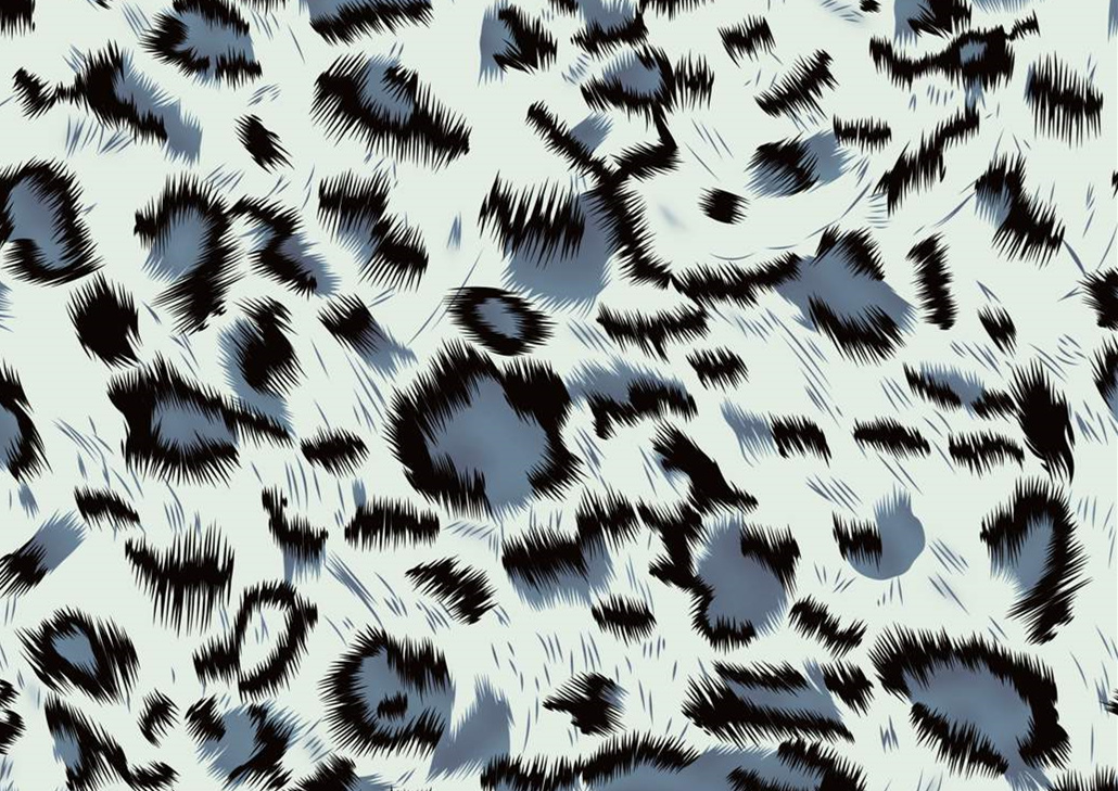 灰蓝豹纹面料印花素材图,适用于服装印花设计与数码印染