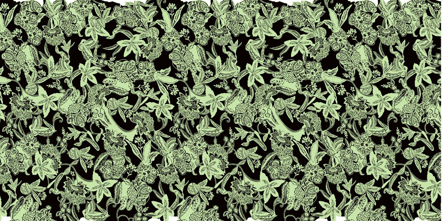 复古繁花绿意面料印花素材,适用于服装印花设计的高清无缝图案