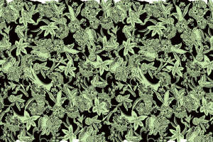 复古繁花绿意面料印花素材，适用于服装印花设计的高清无缝图案